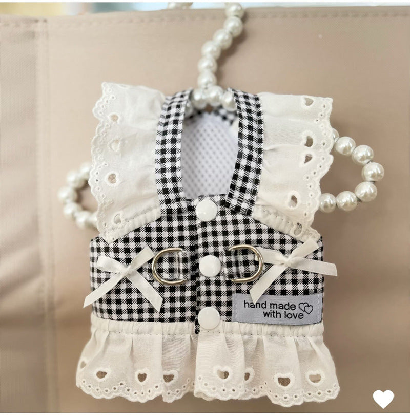 KFX-6392381 Black and White Plaid or Red and White Plaid Pet Chest Skirt for Dogs and Cats