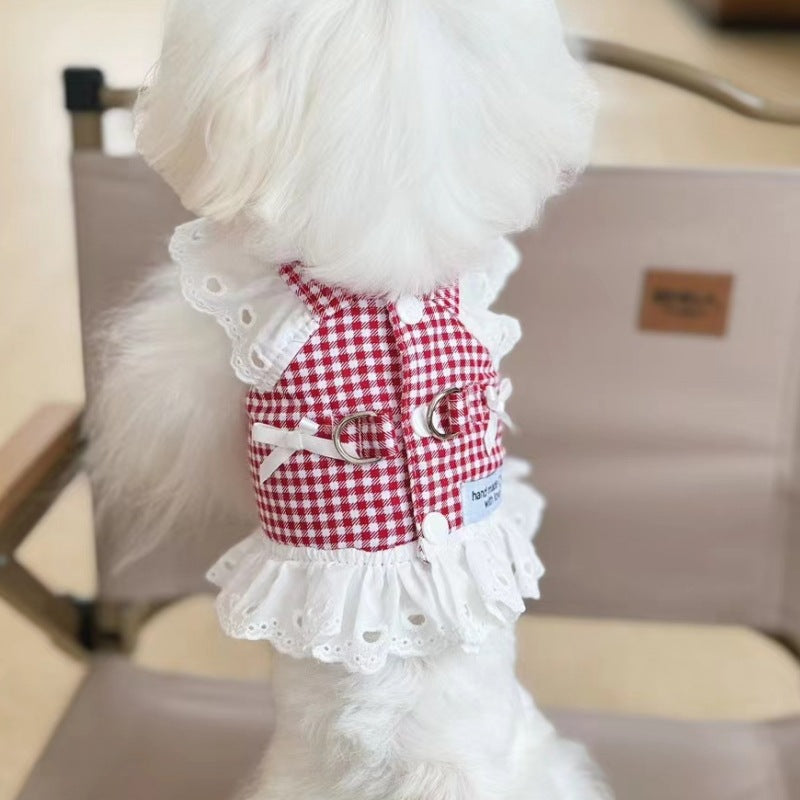 KFX-6392381 Black and White Plaid or Red and White Plaid Pet Chest Skirt for Dogs and Cats