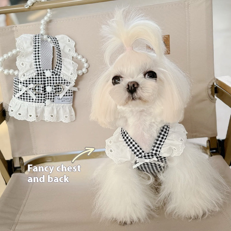 KFX-6392381 Black and White Plaid or Red and White Plaid Pet Chest Skirt for Dogs and Cats