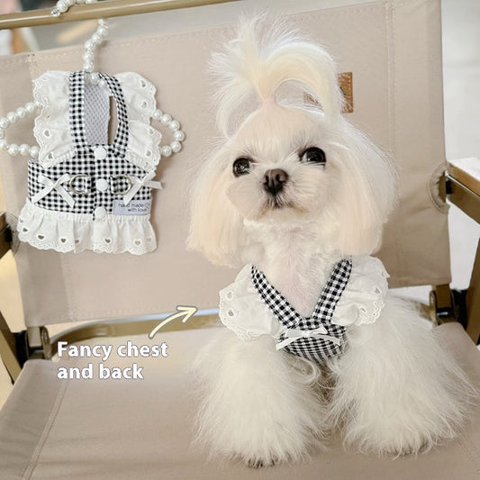 KFX-6392381 Black and White Plaid or Red and White Plaid Pet Chest Skirt for Dogs and Cats
