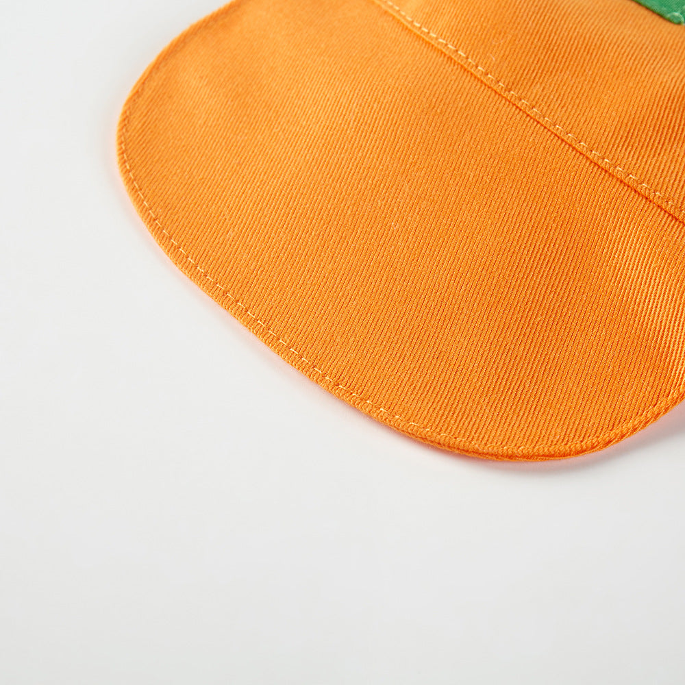 KFX-6393405 Orange Monochrome Pet Sunshade Hat with Sunscreen Strap - Size S/M