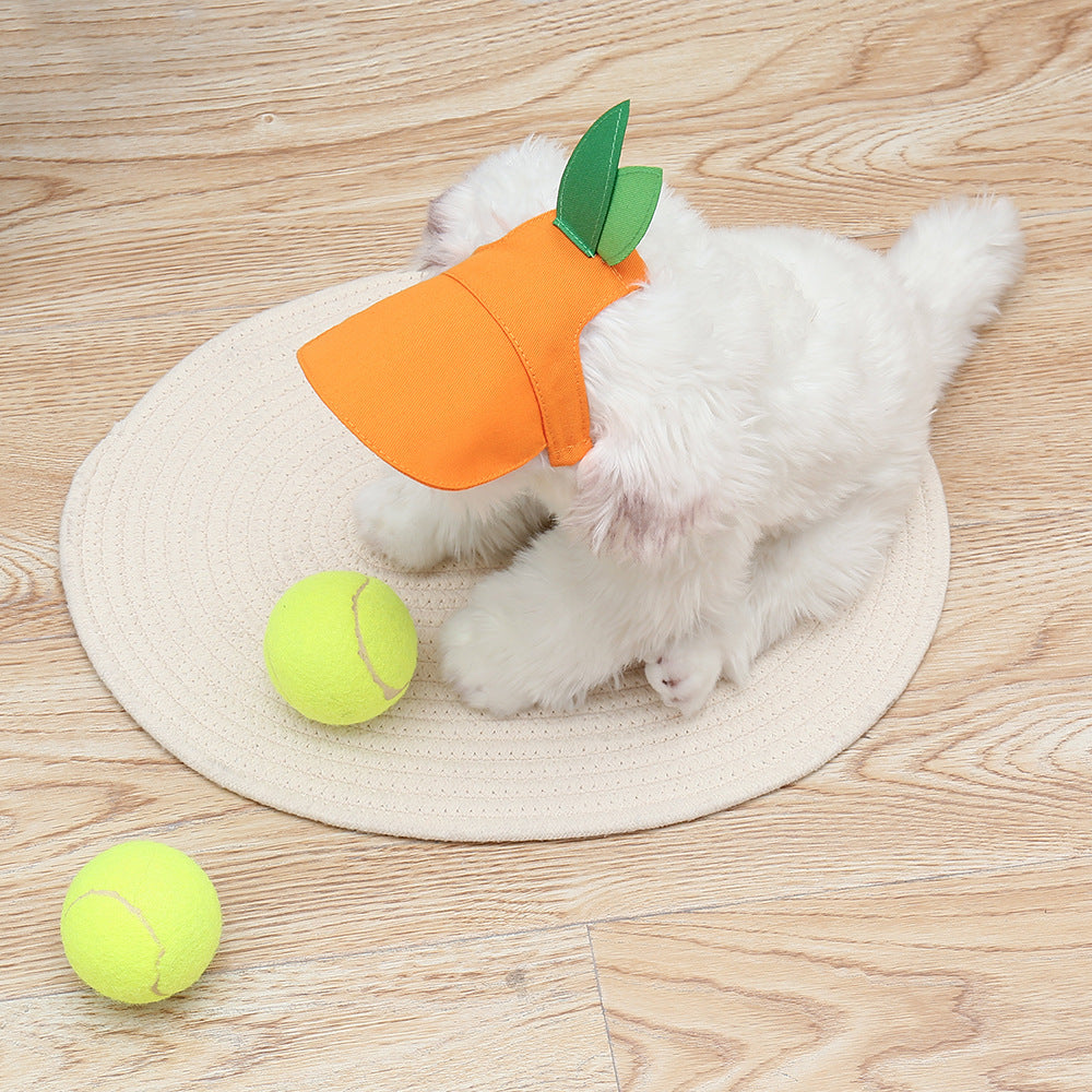 KFX-6393405 Orange Monochrome Pet Sunshade Hat with Sunscreen Strap - Size S/M