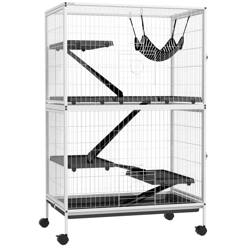 KFX-6394429 Spacious Multi-Tiered Small Animal Cage with Removable Tray and Hammock for Ferrets and Chinchillas