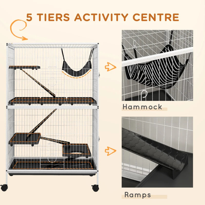 KFX-6394429 Spacious Multi-Tiered Small Animal Cage with Removable Tray and Hammock for Ferrets and Chinchillas