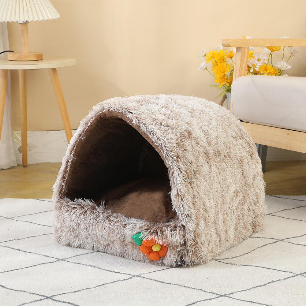 KFX-6394813 Cozy Semi-Closed Cat Nest Warm House - Compressible, Various Colors