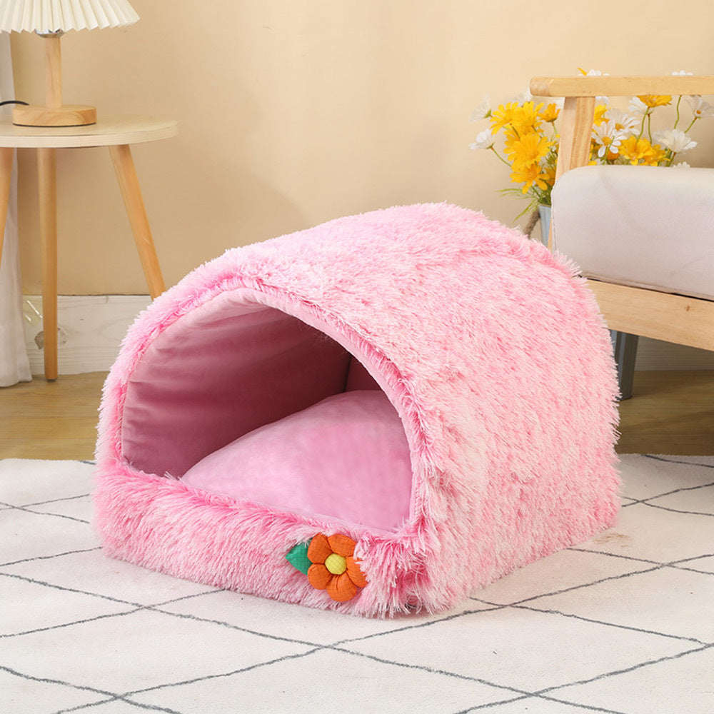KFX-6394813 Cozy Semi-Closed Cat Nest Warm House - Compressible, Various Colors