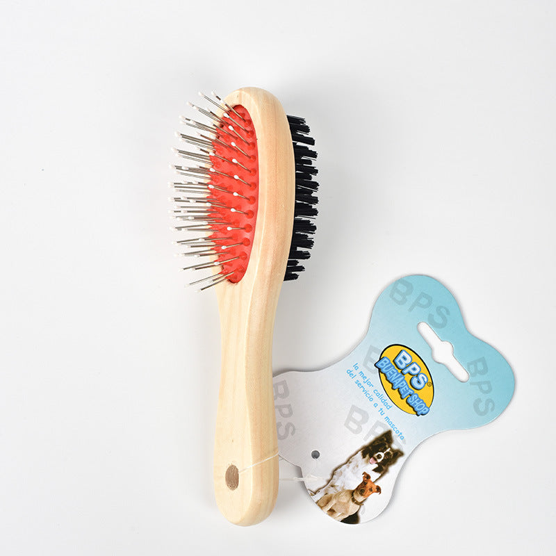 KFX-6396349 Stainless Steel Needle Comb and Wooden Brush for Pet Fur Grooming