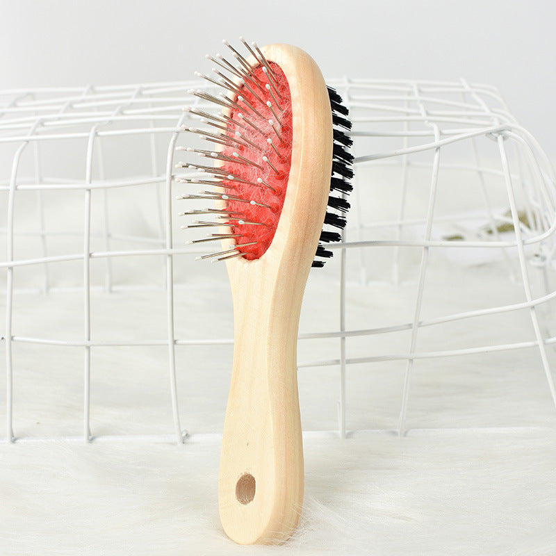 KFX-6396349 Stainless Steel Needle Comb and Wooden Brush for Pet Fur Grooming