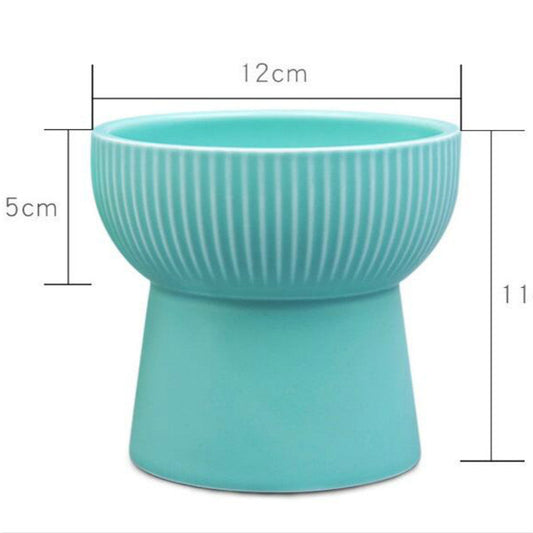 KFX-6396733 Ceramic Pet Bowl in White, Black, Pink, and Green - 11.5CM Diameter, 12CM Height