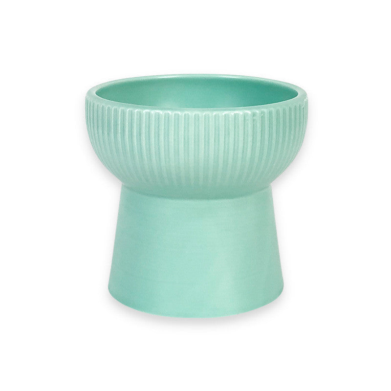 KFX-6396733 Ceramic Pet Bowl in White, Black, Pink, and Green - 11.5CM Diameter, 12CM Height