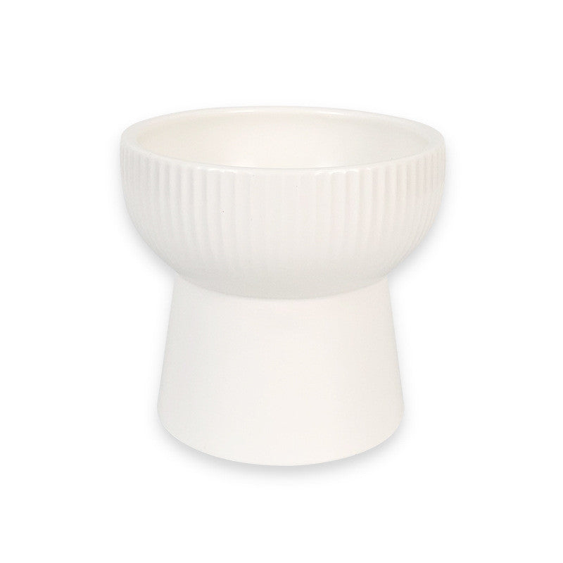 KFX-6396733 Ceramic Pet Bowl in White, Black, Pink, and Green - 11.5CM Diameter, 12CM Height