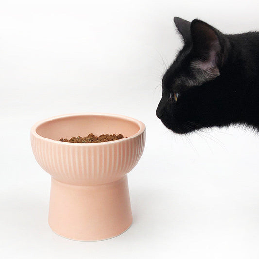 KFX-6396733 Ceramic Pet Bowl in White, Black, Pink, and Green - 11.5CM Diameter, 12CM Height