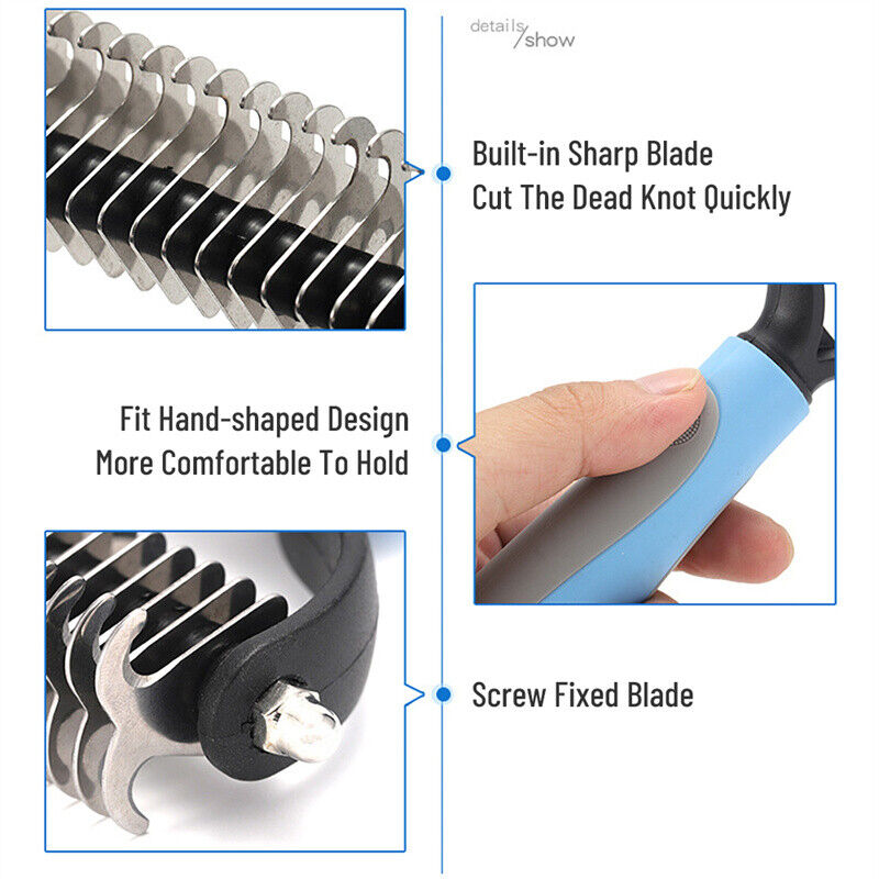 KFX-6398013 Dual-Sided Grooming Brush for Dogs and Cats - Deshedding Tool for Effective Fur Removal
