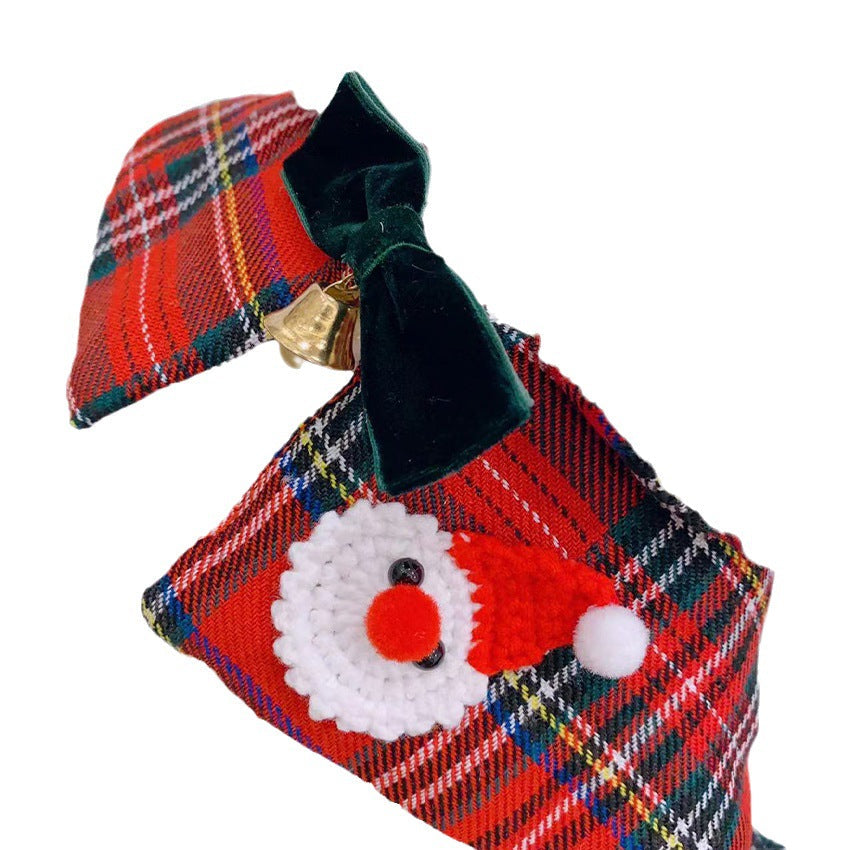 KFX-6398141 Pet Christmas Scarves and Outfit Set with Hair Clips - Unisex Cotton Blend, Sizes S, M, L