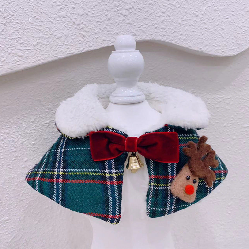 KFX-6398141 Pet Christmas Scarves and Outfit Set with Hair Clips - Unisex Cotton Blend, Sizes S, M, L