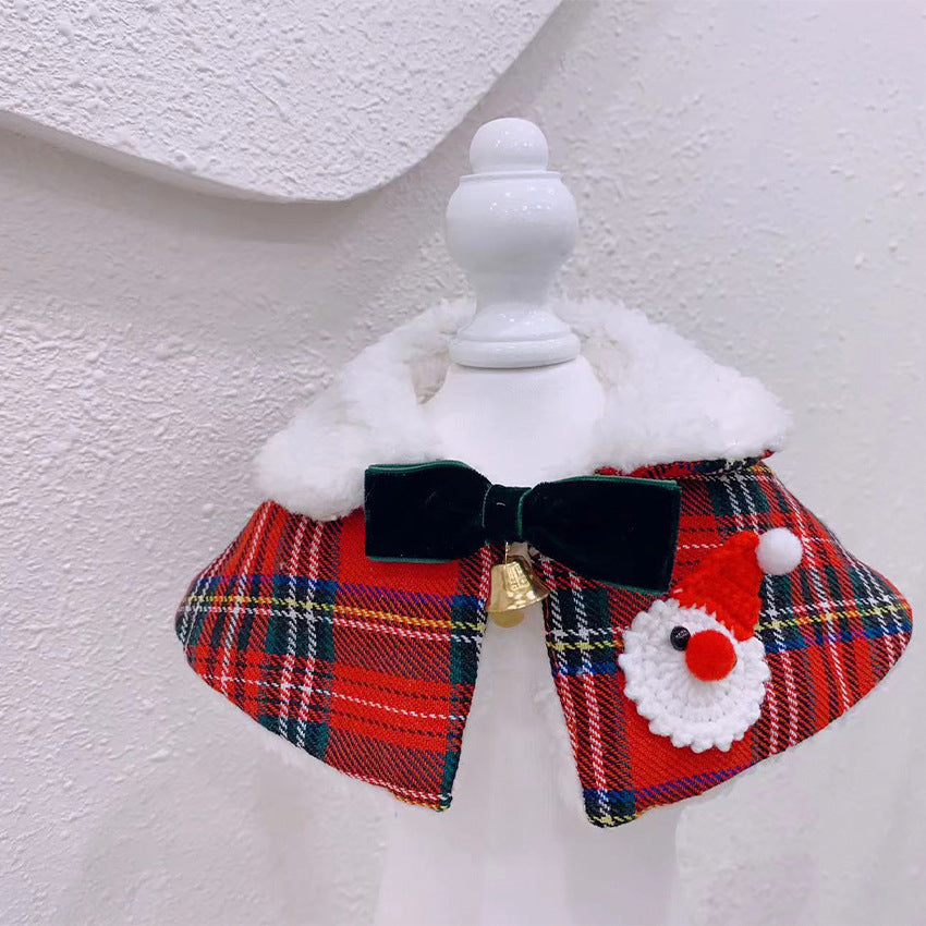 KFX-6398141 Pet Christmas Scarves and Outfit Set with Hair Clips - Unisex Cotton Blend, Sizes S, M, L