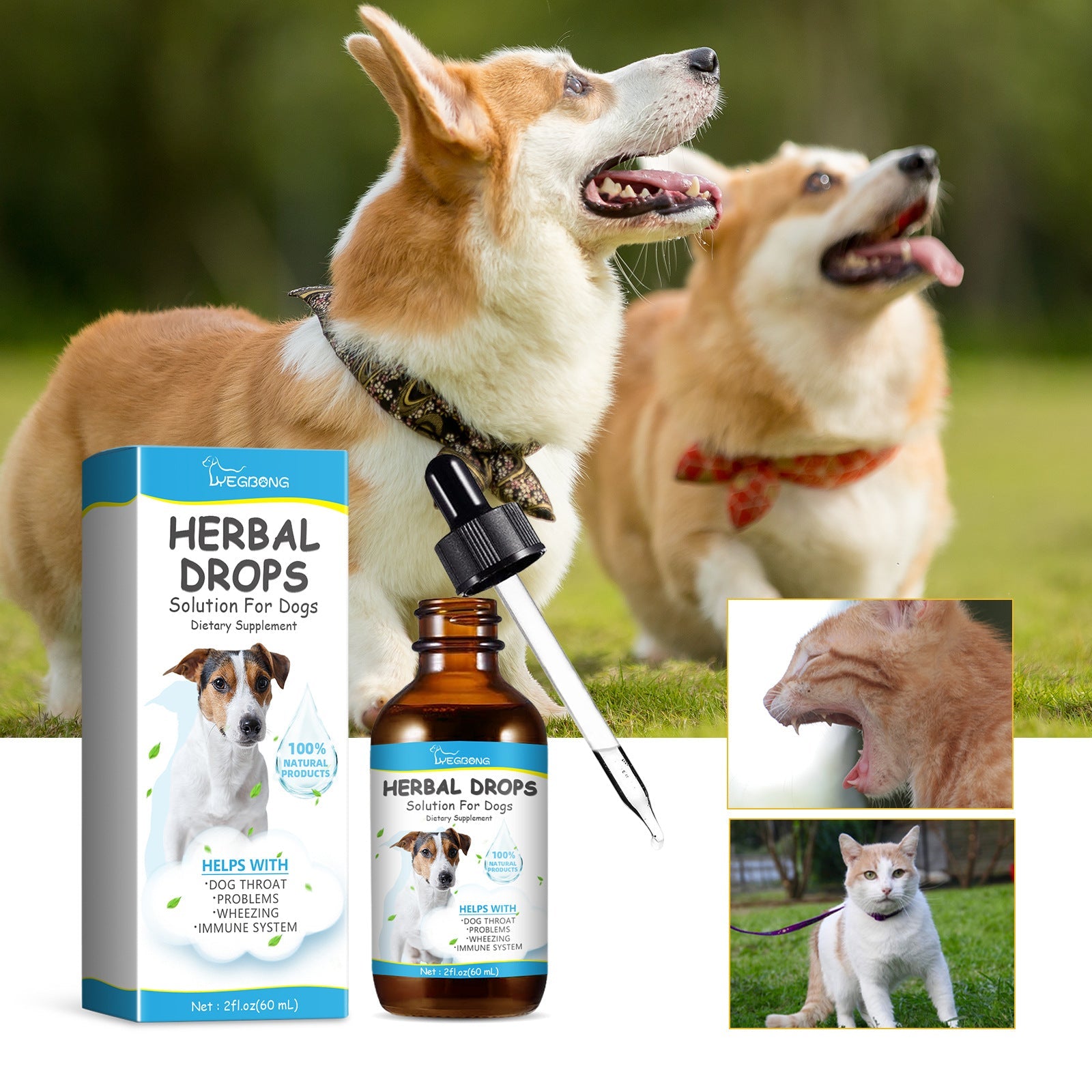 KFX-6398397 Herbal Cough Relief Drops for Pets with Natural Extracts, 60ml