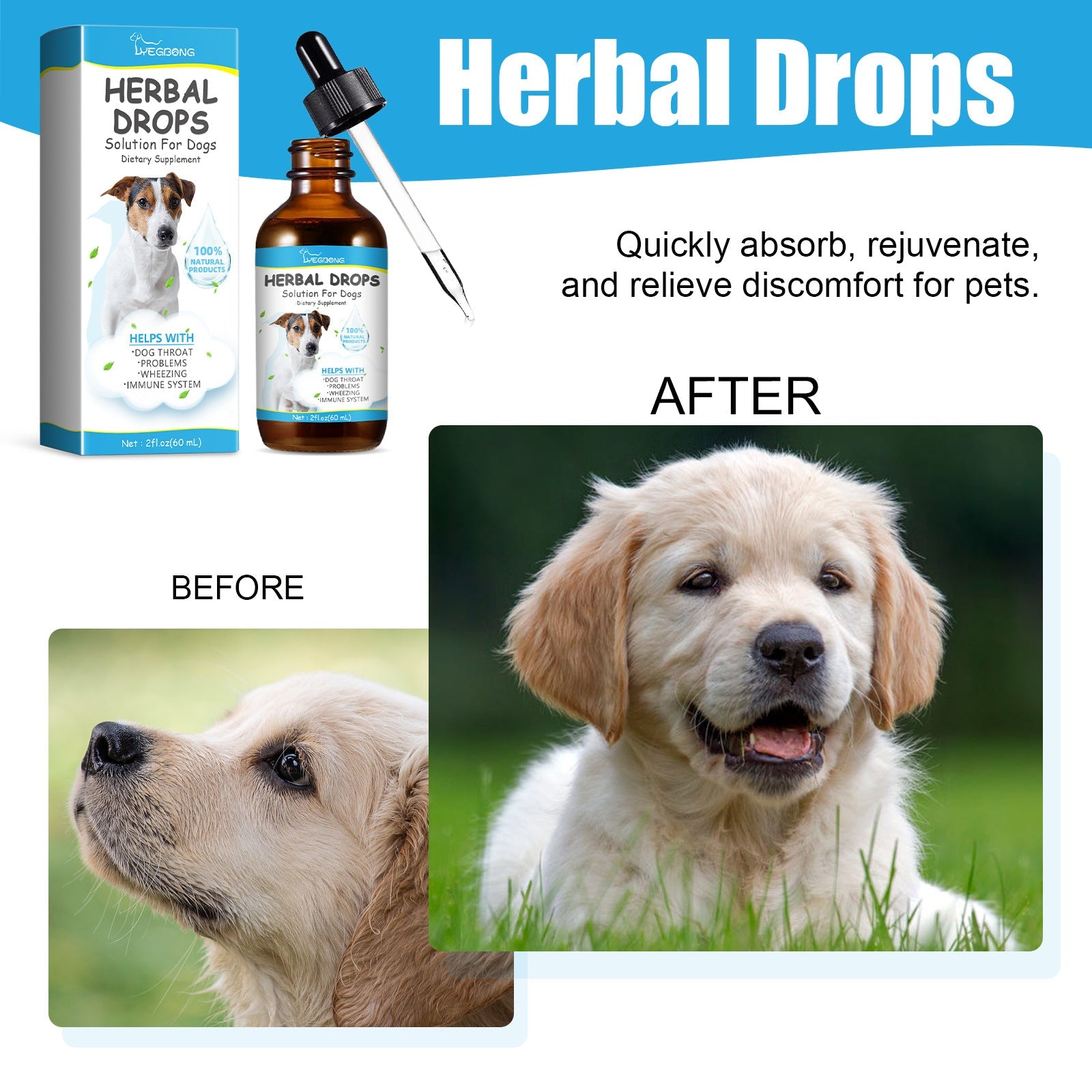 KFX-6398397 Herbal Cough Relief Drops for Pets with Natural Extracts, 60ml
