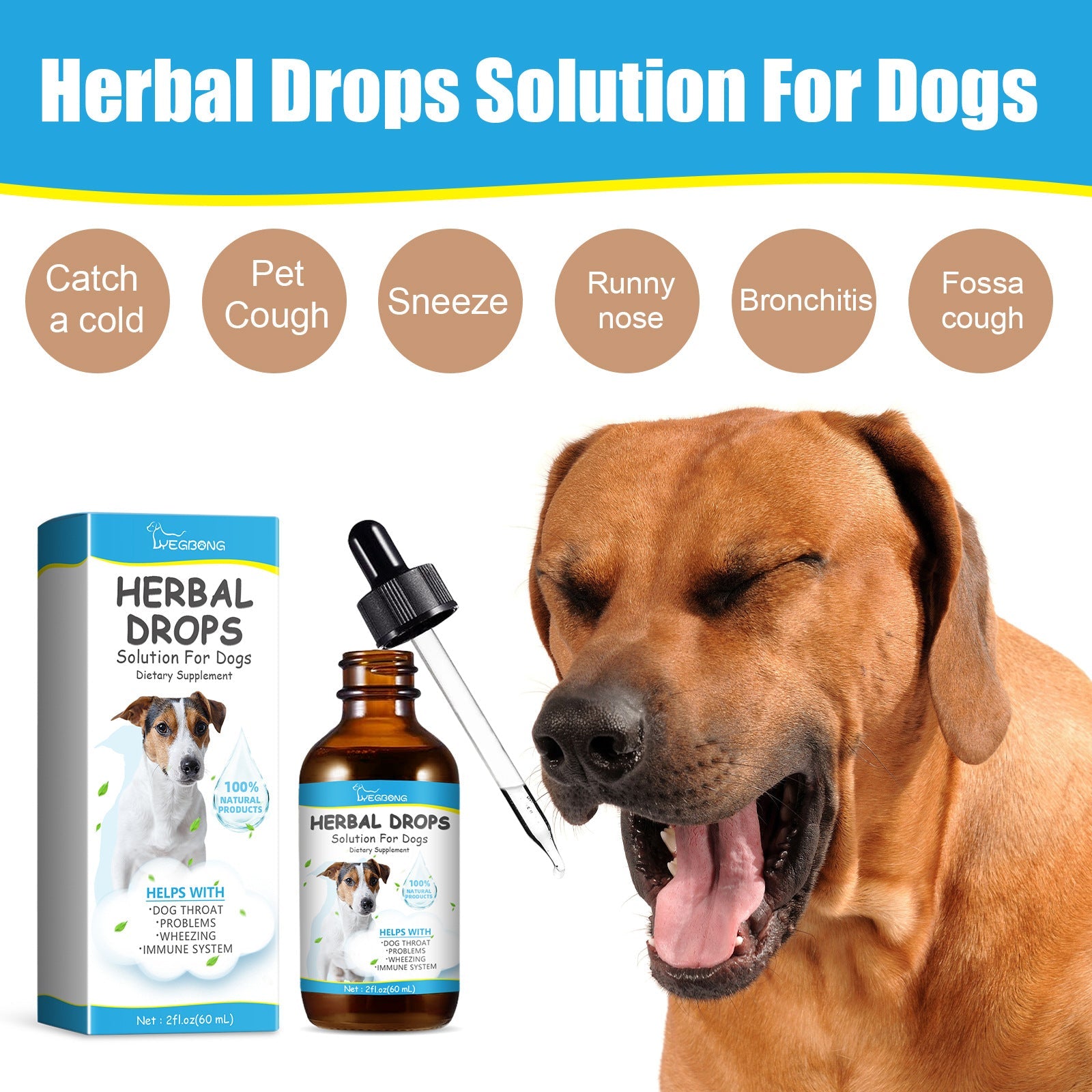 KFX-6398397 Herbal Cough Relief Drops for Pets with Natural Extracts, 60ml