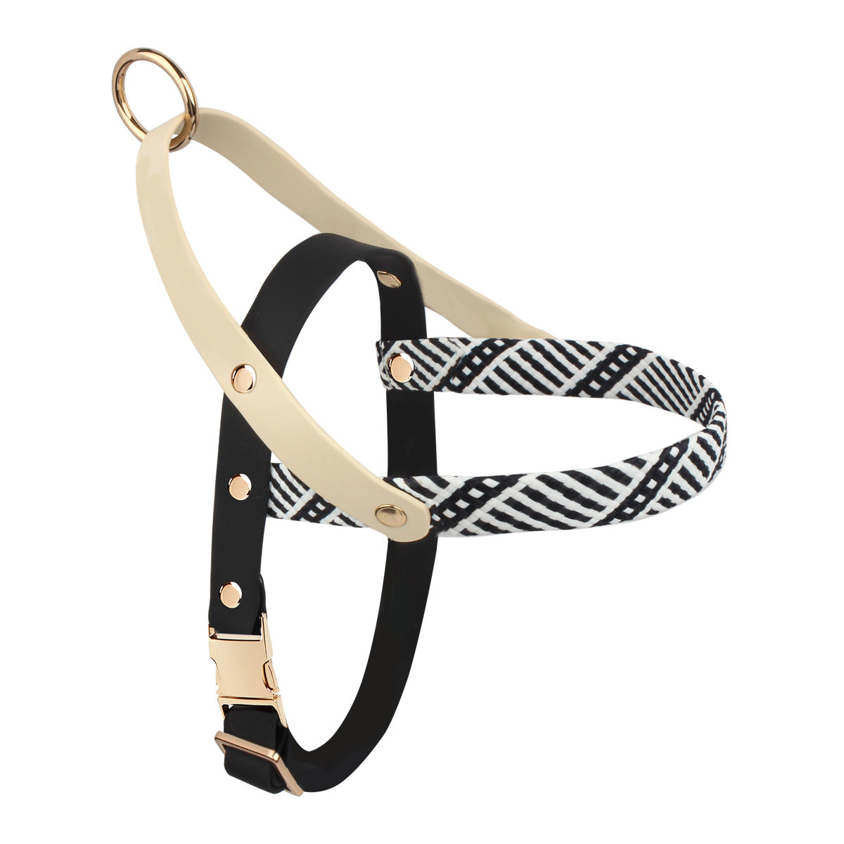 KFX-6398525 Shadow White and Fairy Brown Green Nylon Pet Harness with Rope Chain