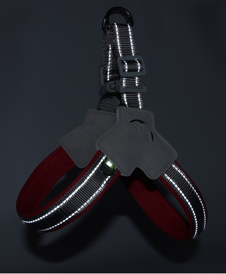 KFX-6399805 Breathable Mesh Dog Harness with Hand Holding Rope in Multiple Colors