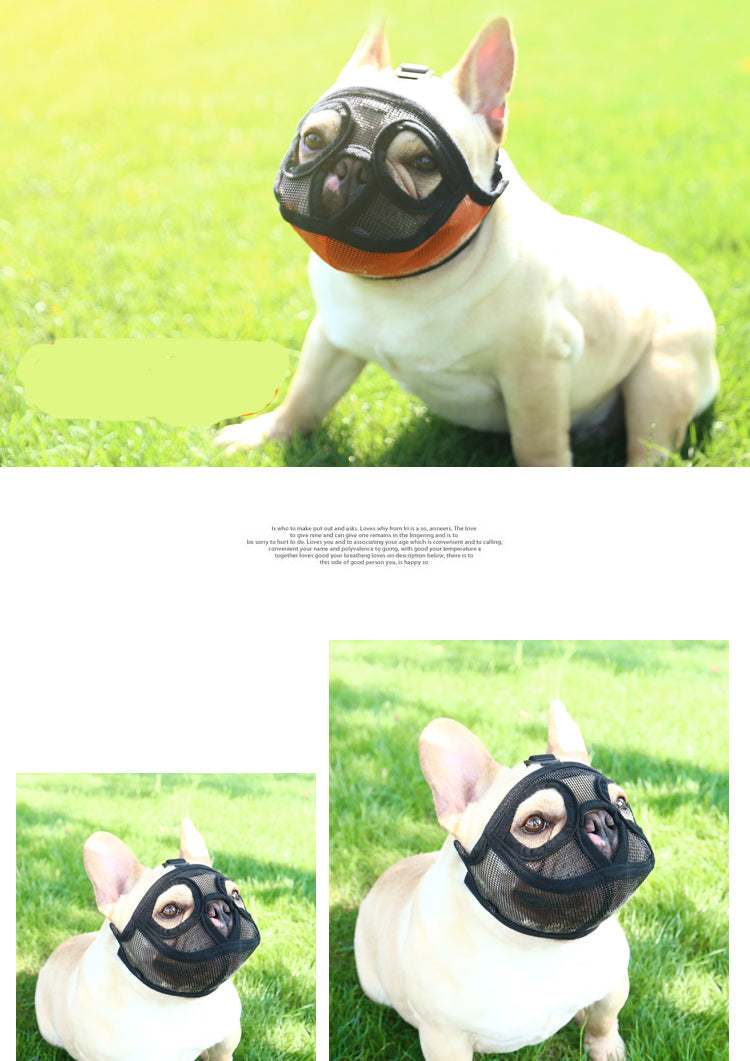 KFX-6400189 Puppy Anti-Bite and Bark Mesh Mouth Cover - Adjustable Sizes in Orange and Black