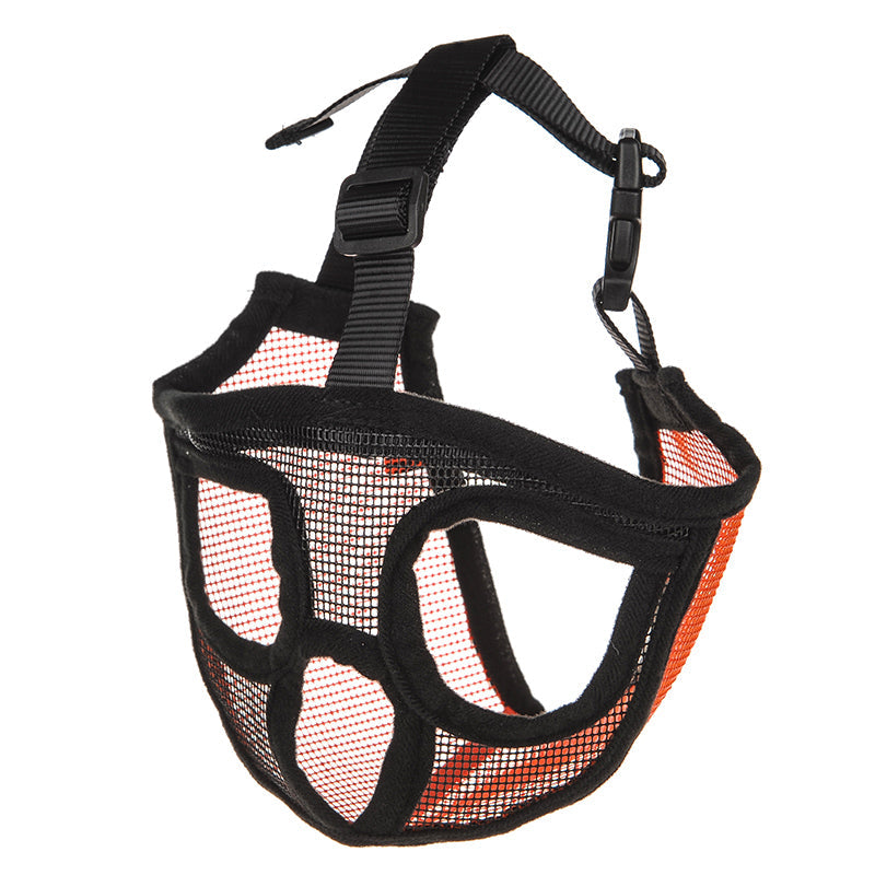 KFX-6400189 Puppy Anti-Bite and Bark Mesh Mouth Cover - Adjustable Sizes in Orange and Black