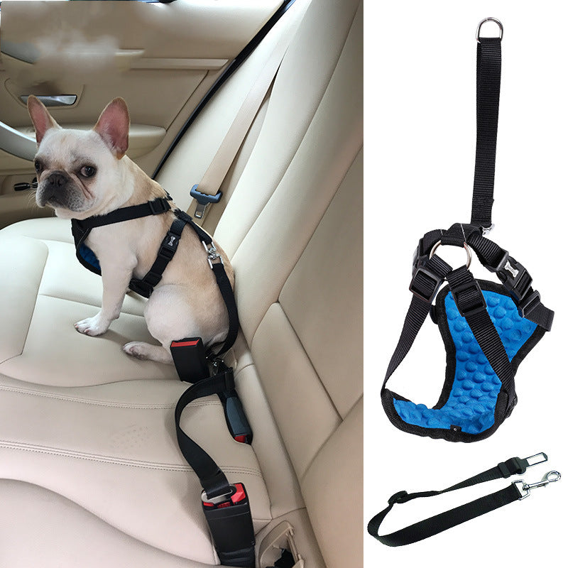 KFX-6400317 Comfortable Mesh Pet Car Seat Belt with Chest Strap - Sizes S, M, L, XL in Black