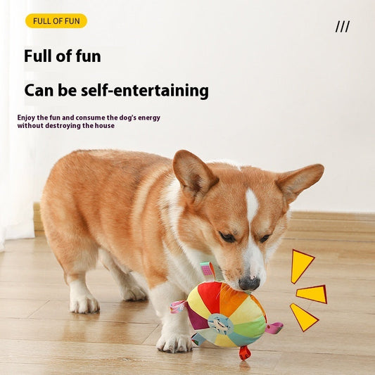 KFX-6401341 Interactive Plush Dog Toy - Sound Frisbee in Duckling, Chicken, Shark, Seal Designs
