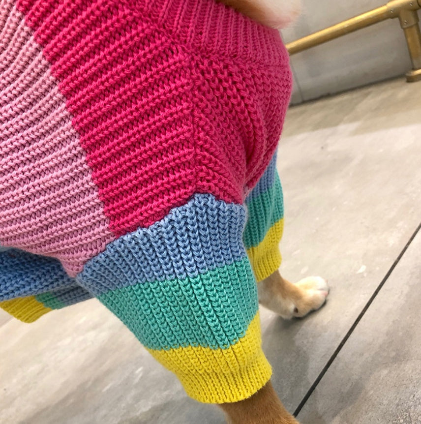 KFX-6404669 Rainbow Wool Sweater for Small Dogs and Puppies - Sizes S to 3XL