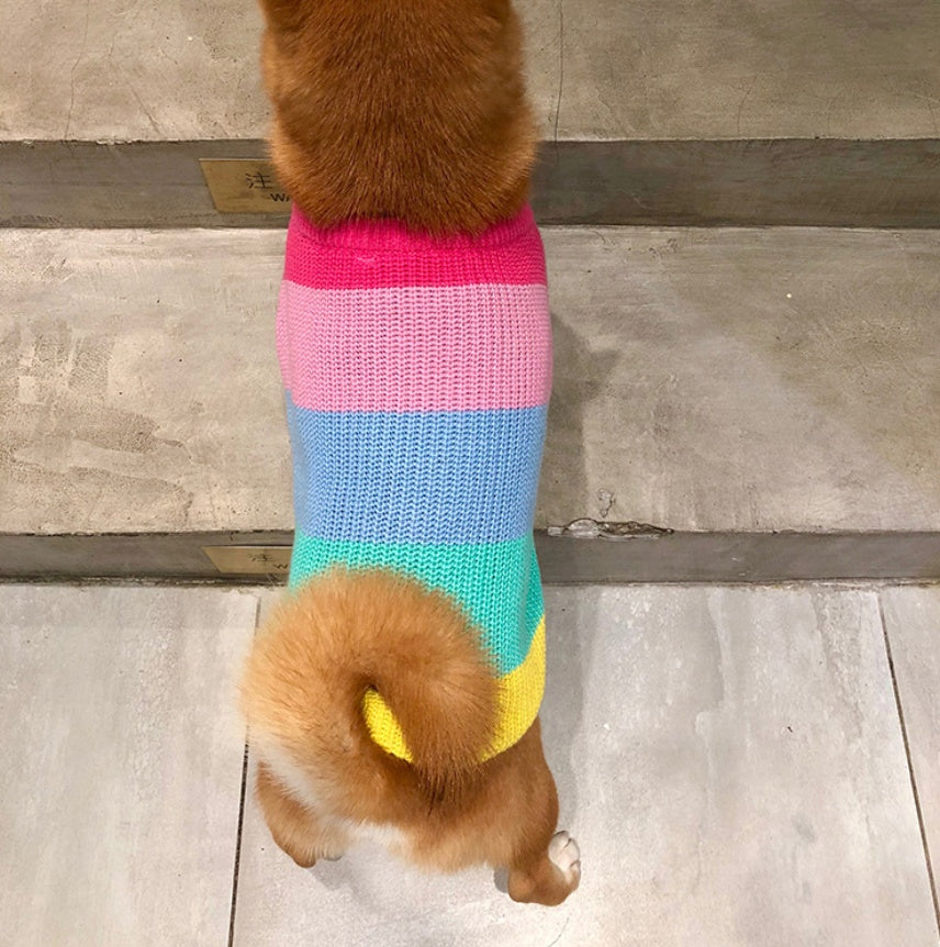 KFX-6404669 Rainbow Wool Sweater for Small Dogs and Puppies - Sizes S to 3XL
