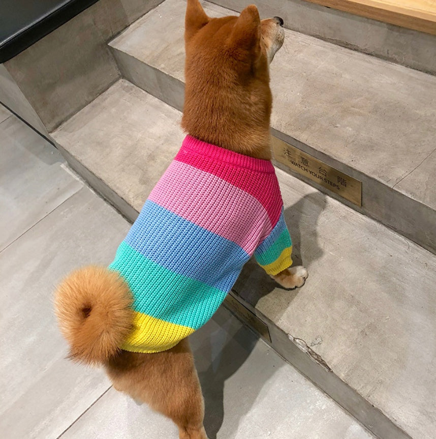 KFX-6404669 Rainbow Wool Sweater for Small Dogs and Puppies - Sizes S to 3XL