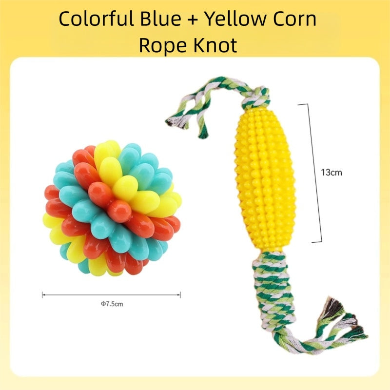 KFX-6404925 Durable Rubber Teething Toy Ball for Dogs, Colorful Chew Ball for Dental Care and Playtime