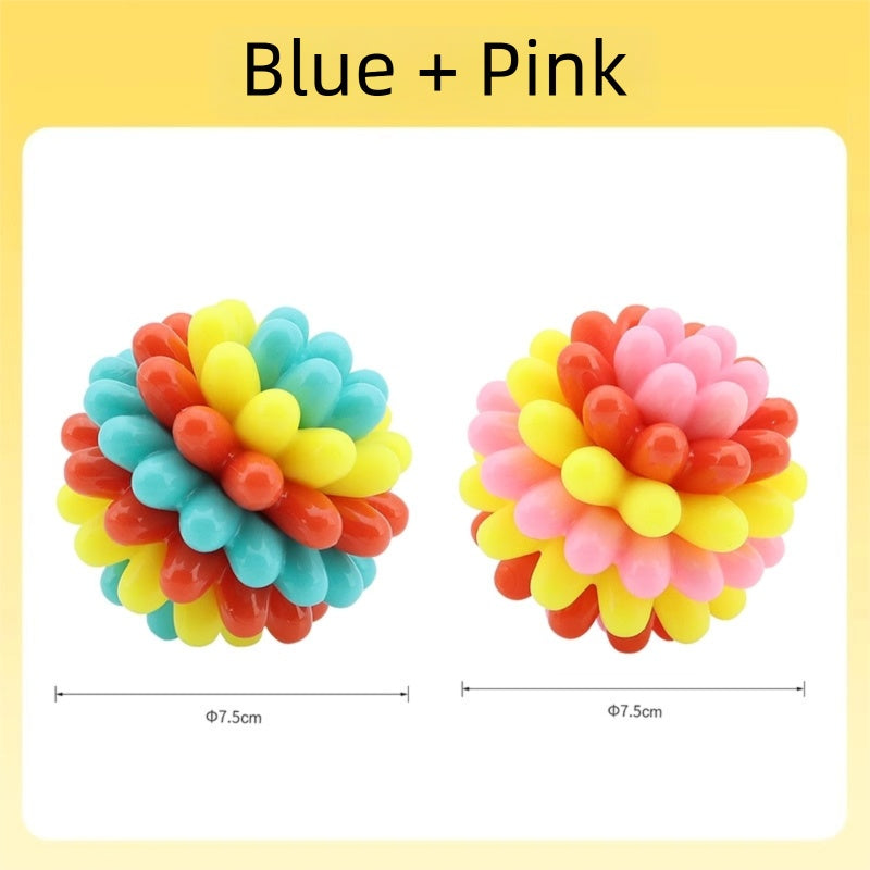 KFX-6404925 Durable Rubber Teething Toy Ball for Dogs, Colorful Chew Ball for Dental Care and Playtime