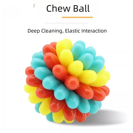 KFX-6404925 Durable Rubber Teething Toy Ball for Dogs, Colorful Chew Ball for Dental Care and Playtime