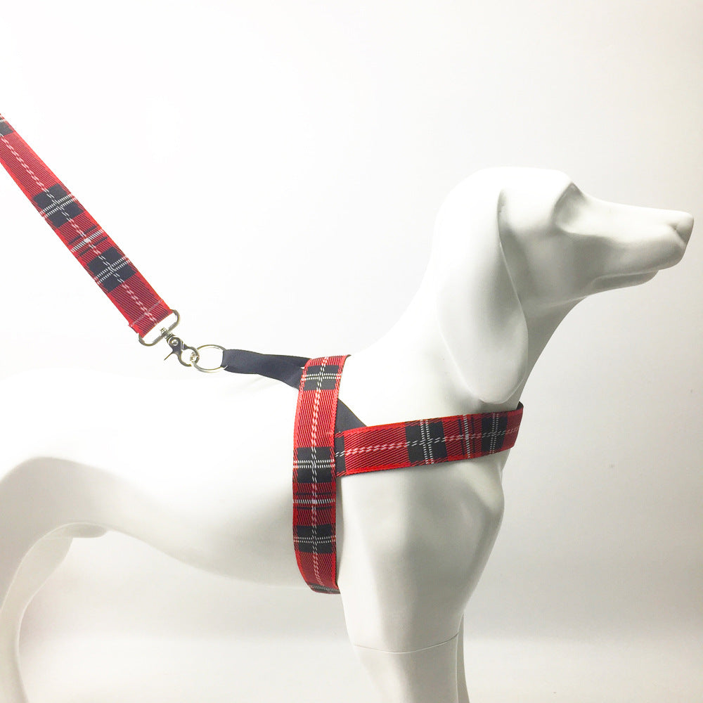 KFX-6405565 Adjustable Lattice Dog Harness with 150cm Leash - Red, Yellow, Gray, Multiple Sizes Available