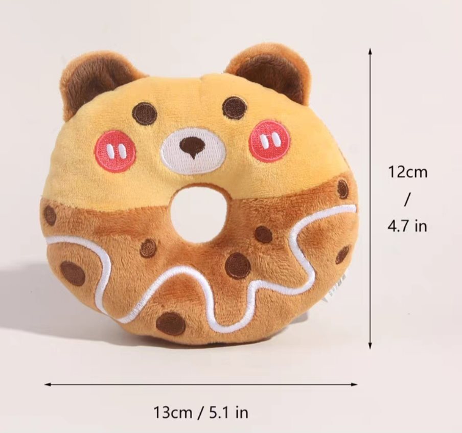 KFX-6405949 Plush Donut Sound Toy for Small and Medium Pets - Bear, Unicorn, Frog Designs