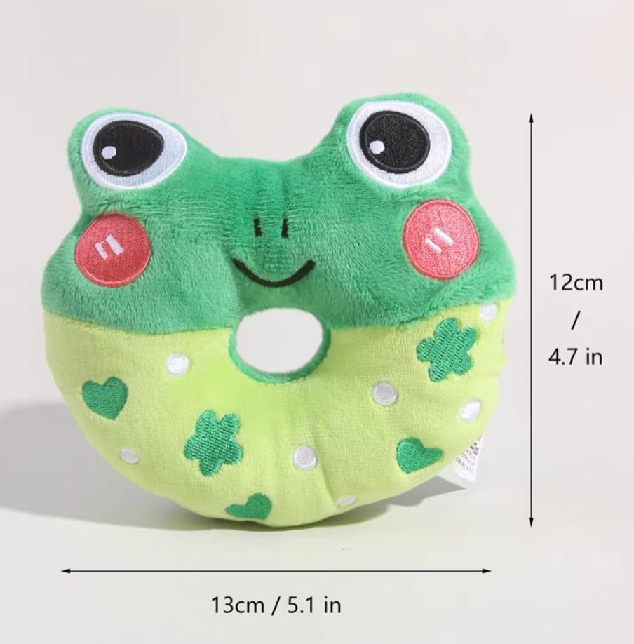 KFX-6405949 Plush Donut Sound Toy for Small and Medium Pets - Bear, Unicorn, Frog Designs