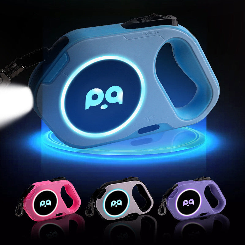KFX-6406077 LED Retractable Dog Leash with Light - USB Rechargeable, Multiple Colors Available