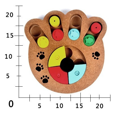 KFX-6407101 Multi-Functional Wooden Puzzle Toy for Dogs - Paw Print & Bone Design