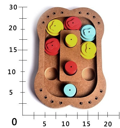 KFX-6407101 Multi-Functional Wooden Puzzle Toy for Dogs - Paw Print & Bone Design