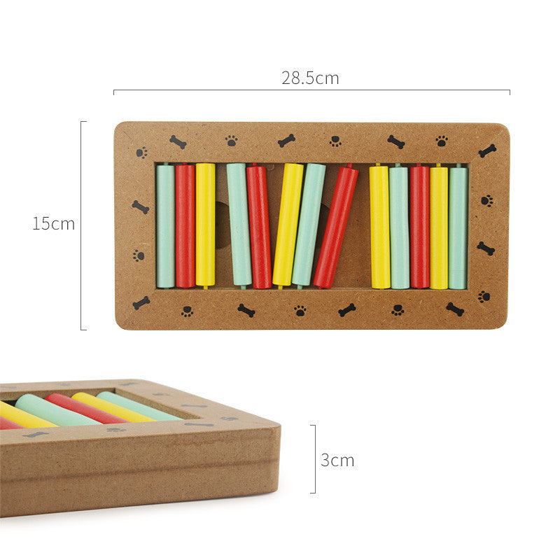 KFX-6407101 Multi-Functional Wooden Puzzle Toy for Dogs - Paw Print & Bone Design