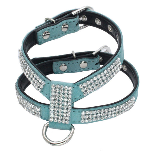 KFX-6407741 Small Dog K-Shaped Rhinestone Chest Strap with Leash in Various Colors