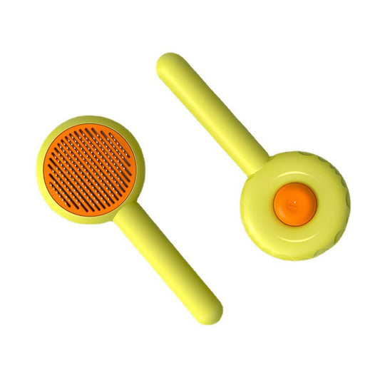KFX-6407869 Pet Grooming Donut Comb with Stainless Steel Needles for Cats and Dogs - Green, Pink, White