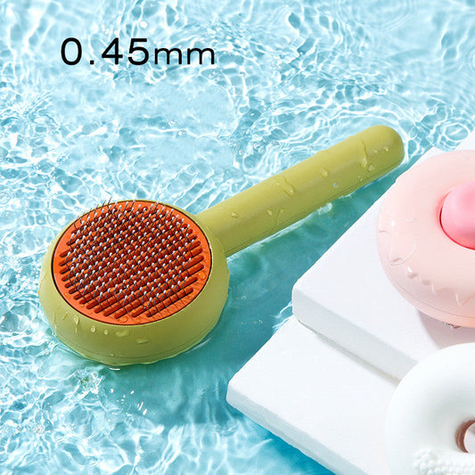 KFX-6407869 Pet Grooming Donut Comb with Stainless Steel Needles for Cats and Dogs - Green, Pink, White