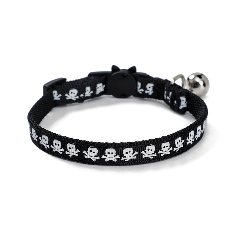 KFX-6408253 Halloween-Themed Cat Collar in Multiple Patterns: Spider Web, Skull, Candy, Pumpkin - Adjustable Size S (1.0*28cm)
