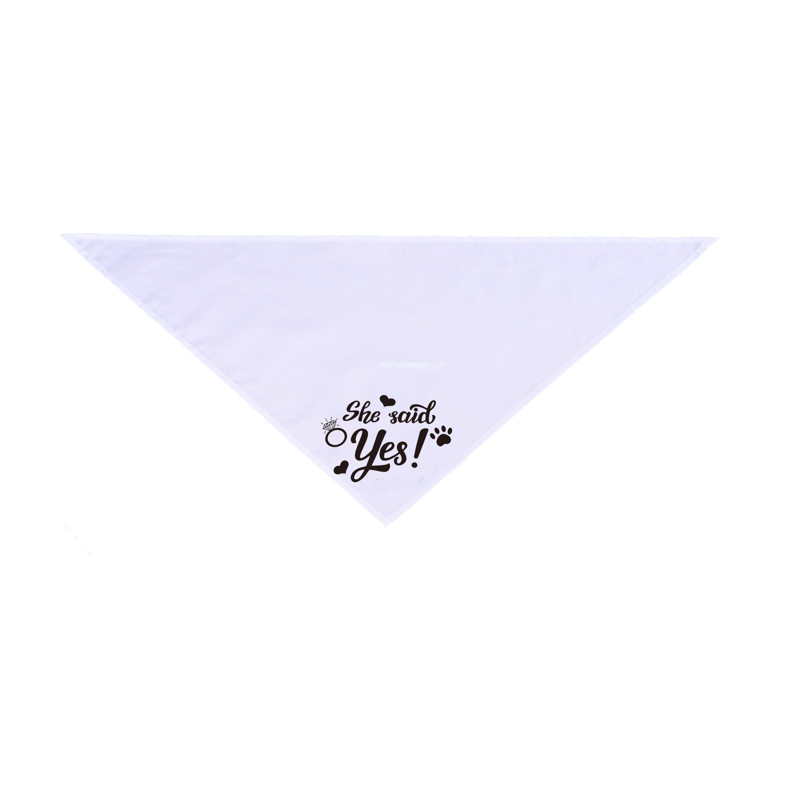 KFX-6408637 White Dog Wedding Scarf with "He Asked, She Said Yes" Design, Adjustable Neck Size 25-48CM, Durable Polyester