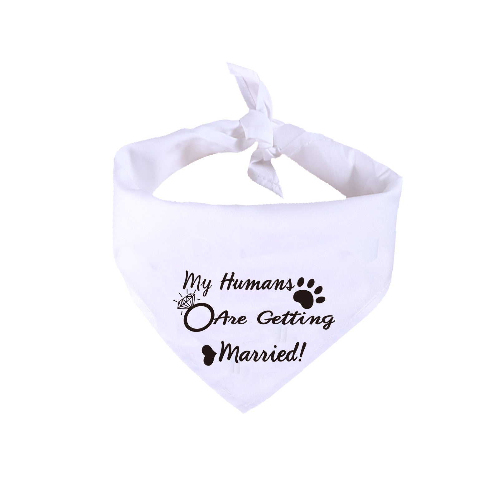 KFX-6408637 White Dog Wedding Scarf with "He Asked, She Said Yes" Design, Adjustable Neck Size 25-48CM, Durable Polyester