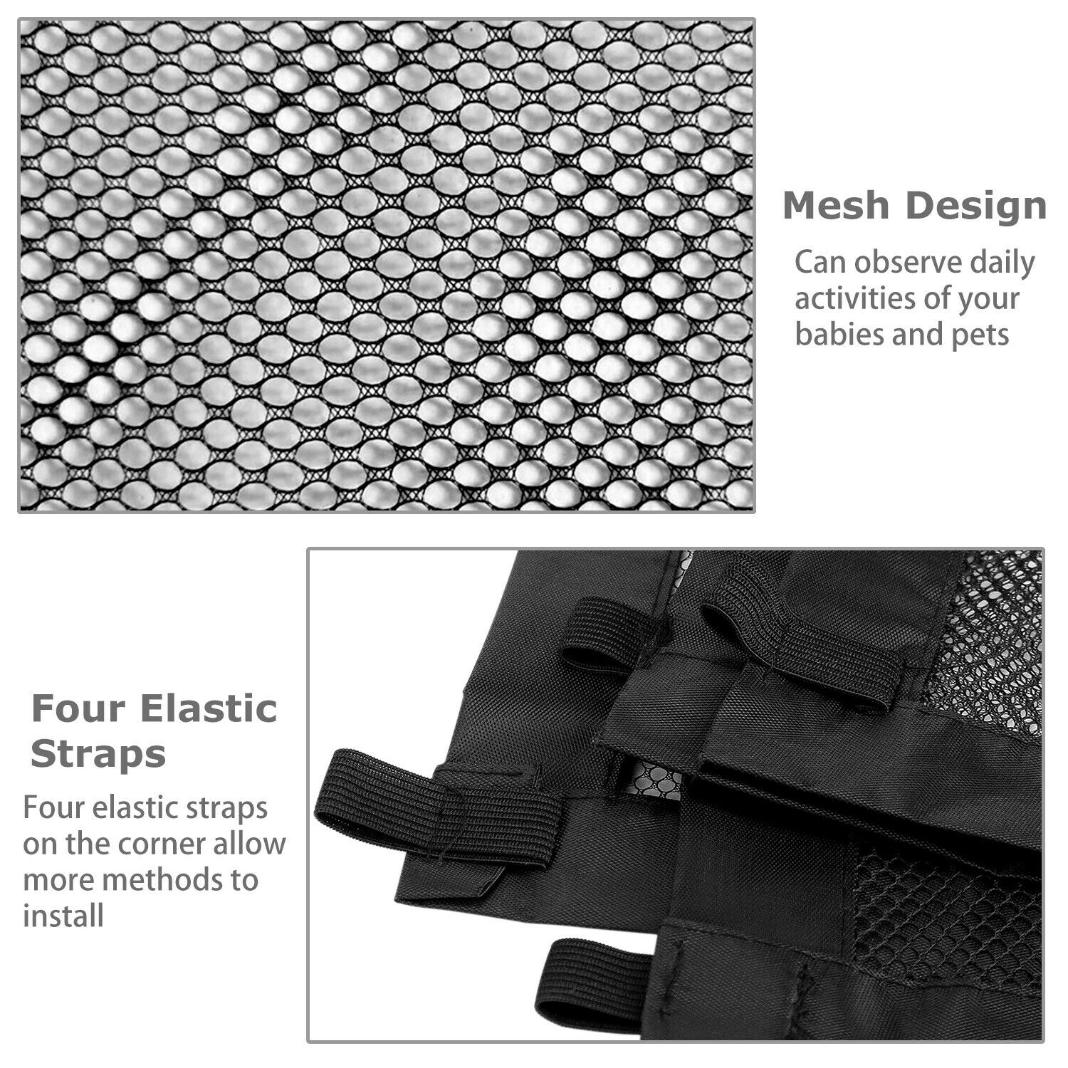 KFX-6409533 Portable Mesh Safety Gate for Pets - Adjustable, Pressure-Mounted Fence for Stairs and Doorways