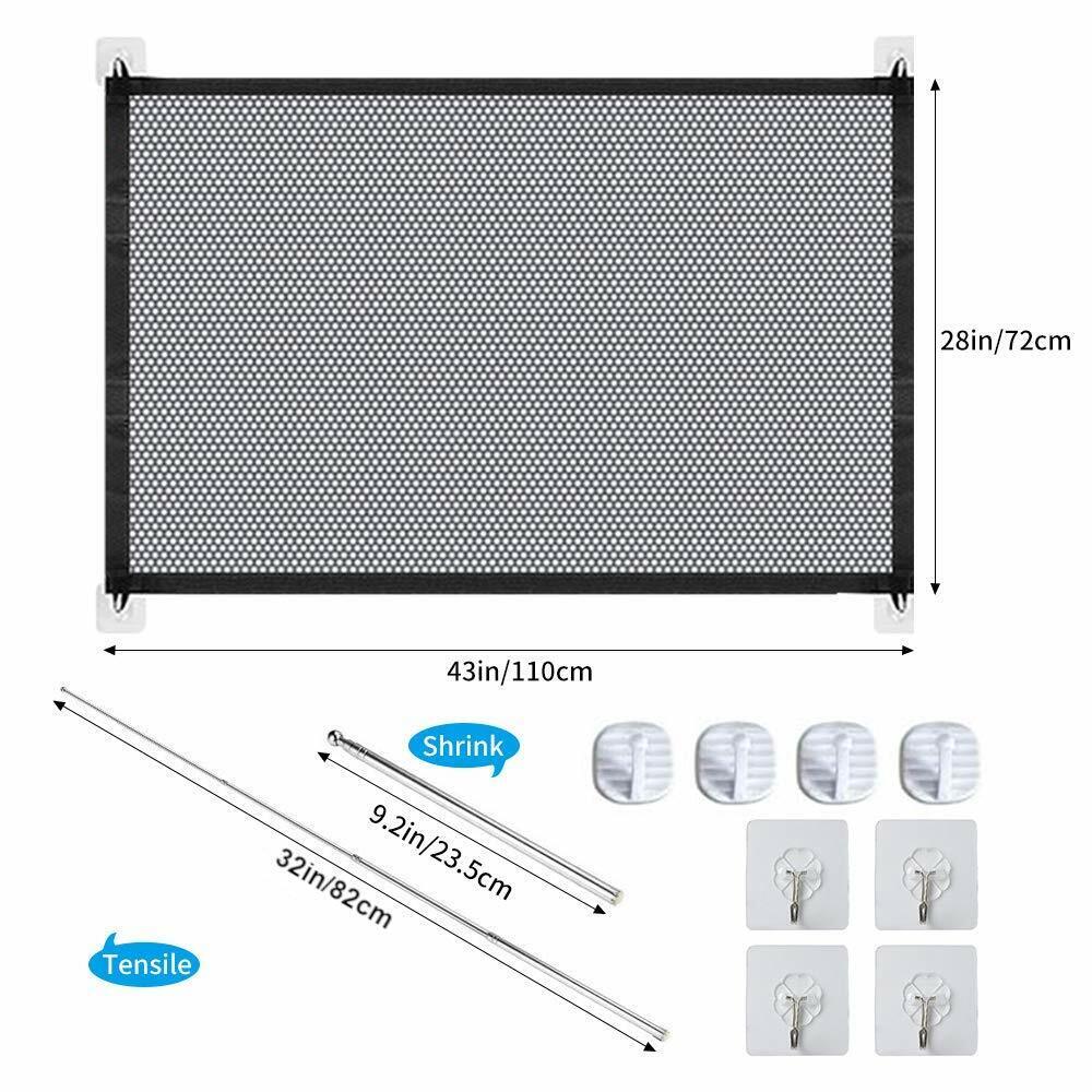KFX-6409533 Portable Mesh Safety Gate for Pets - Adjustable, Pressure-Mounted Fence for Stairs and Doorways